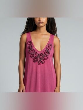 Hot pink zipper roses tank tunic